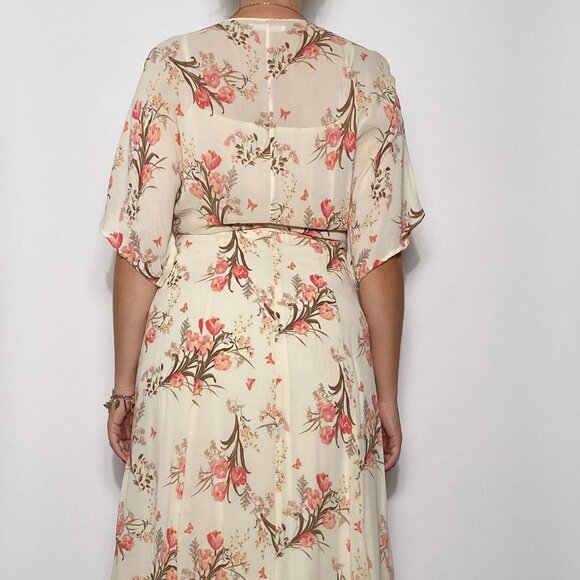 Authentic REFORMATION Floral Kimono Midi WRAP Dress! Medium to Large - Picture 2 of 9